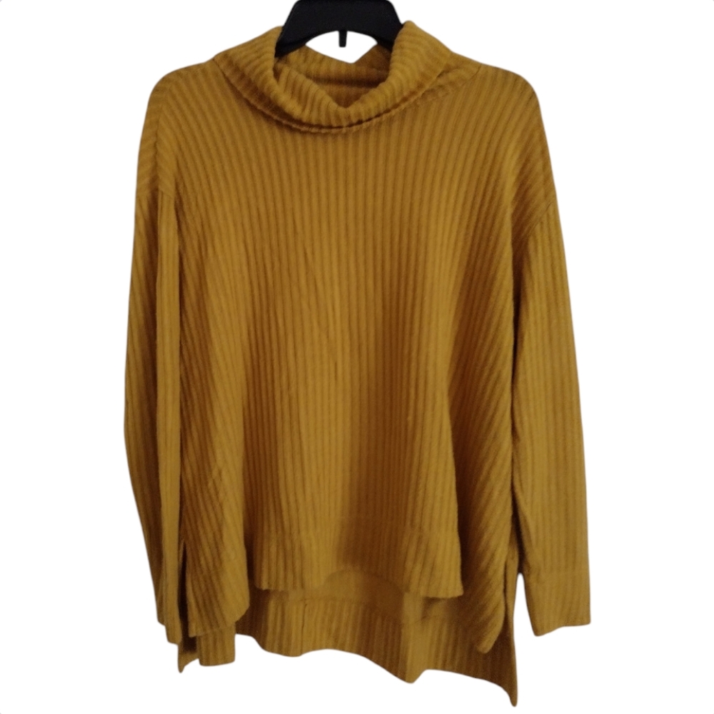 Maeve by Anthropologie yellow marigold Vanna cowl neck ribbed sweater si…